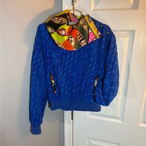 Emilio Pucci Vibrant Blue Sweater with Geometric Collar